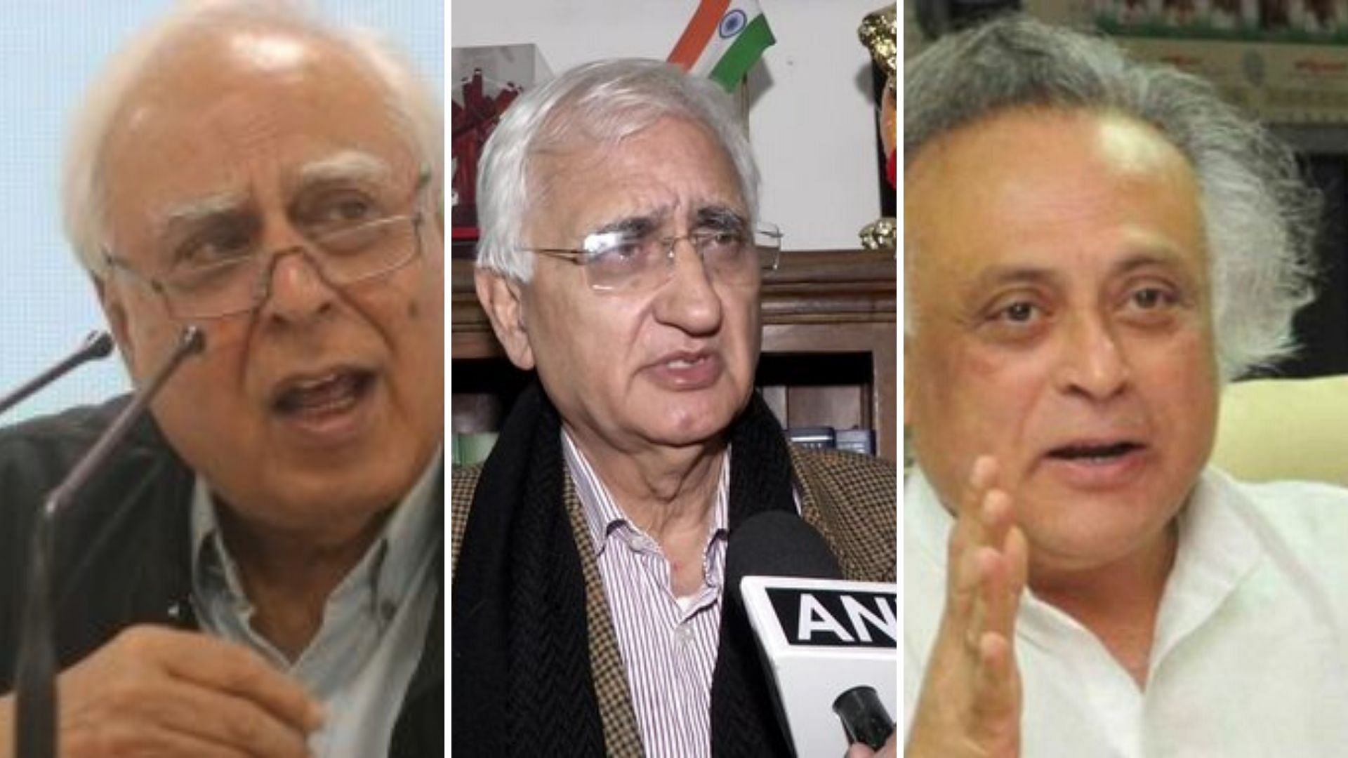 Senior Congress leaders Kabil Sibal, Slamn Khurshid and Jairam Ramesh.