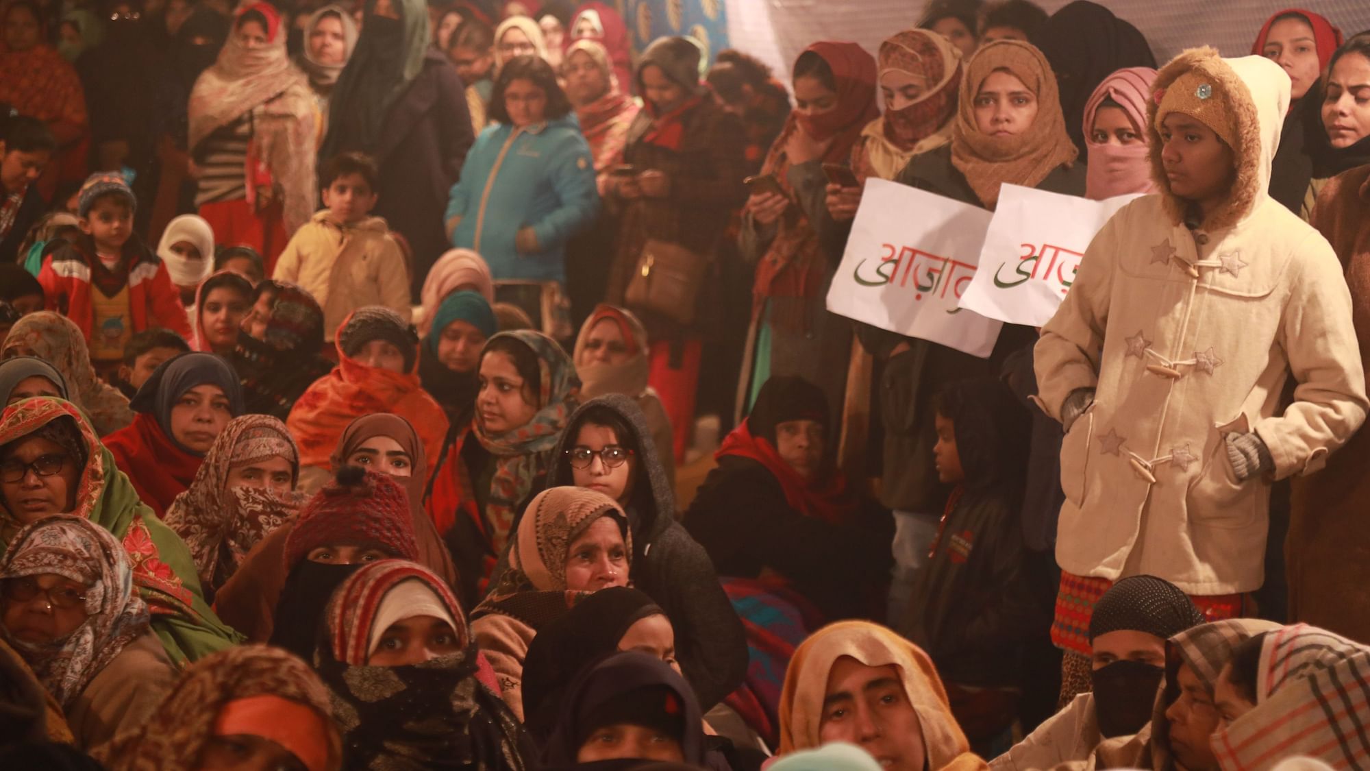 Women usher in the new year protesting against CAA and NRC at Shaheen Bagh, in Delhi.