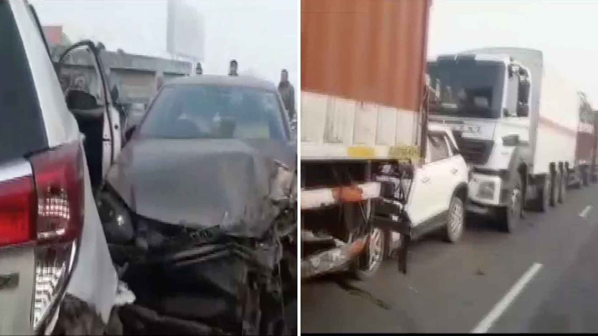  About a dozen people were injured in the pile-up on the Delhi-Jaipur highway