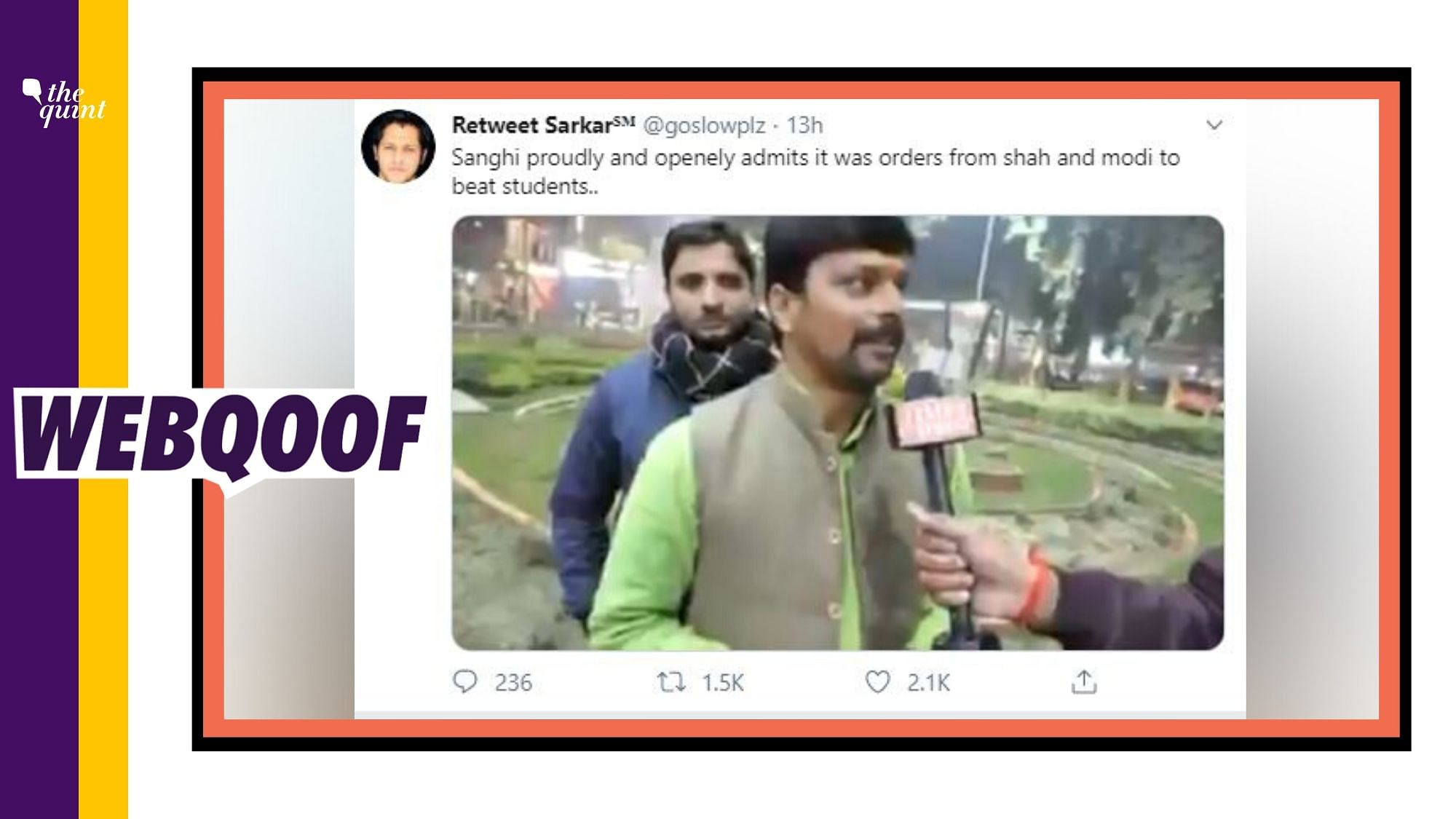 A video on social media is being circulated with a claim that a BJP leader has himself “exposed” the party’s involvement in violence against students.&nbsp;