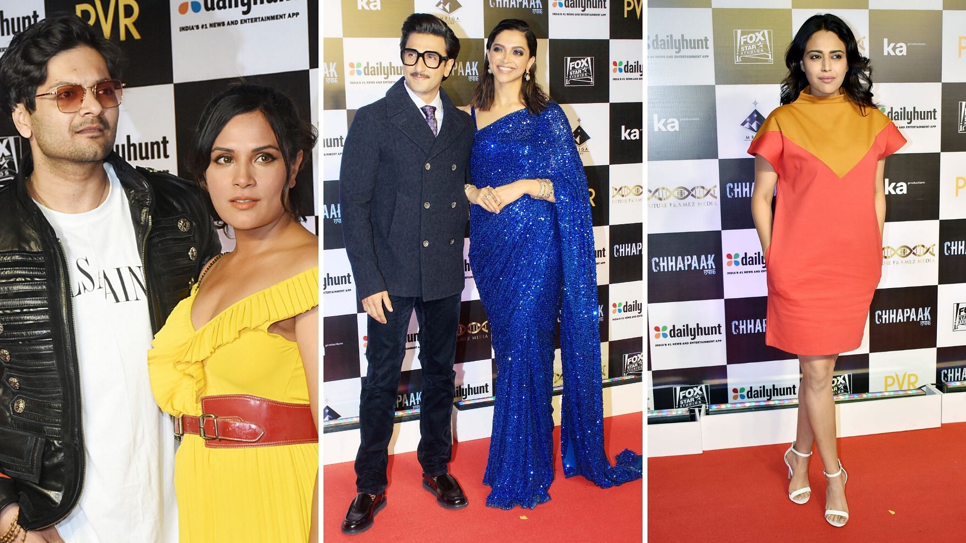 Bollywood celebrities at the <i>Chhapaak</i> screening.