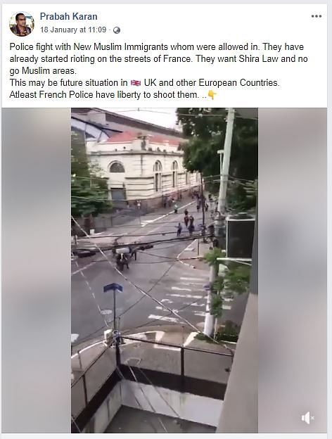 Unrelated video from Brazil is being shared as police crackdown on Muslim immigrants in France. 