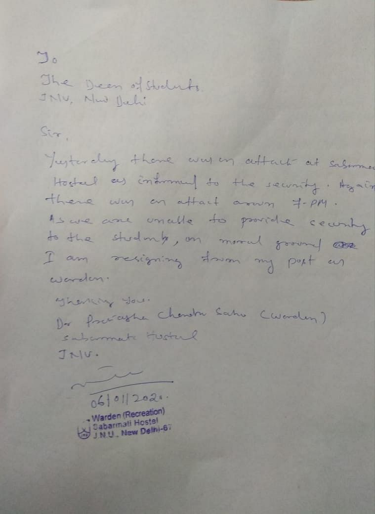 Two wardens of the Sabarmati Hostel inside the Jawaharlal Nehru University campus submitted their resignations.