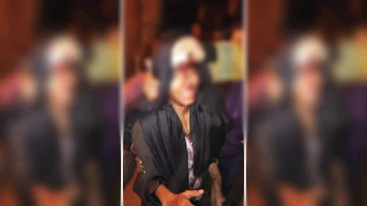 Screengrab from viral video of bloodied JNUSU president.