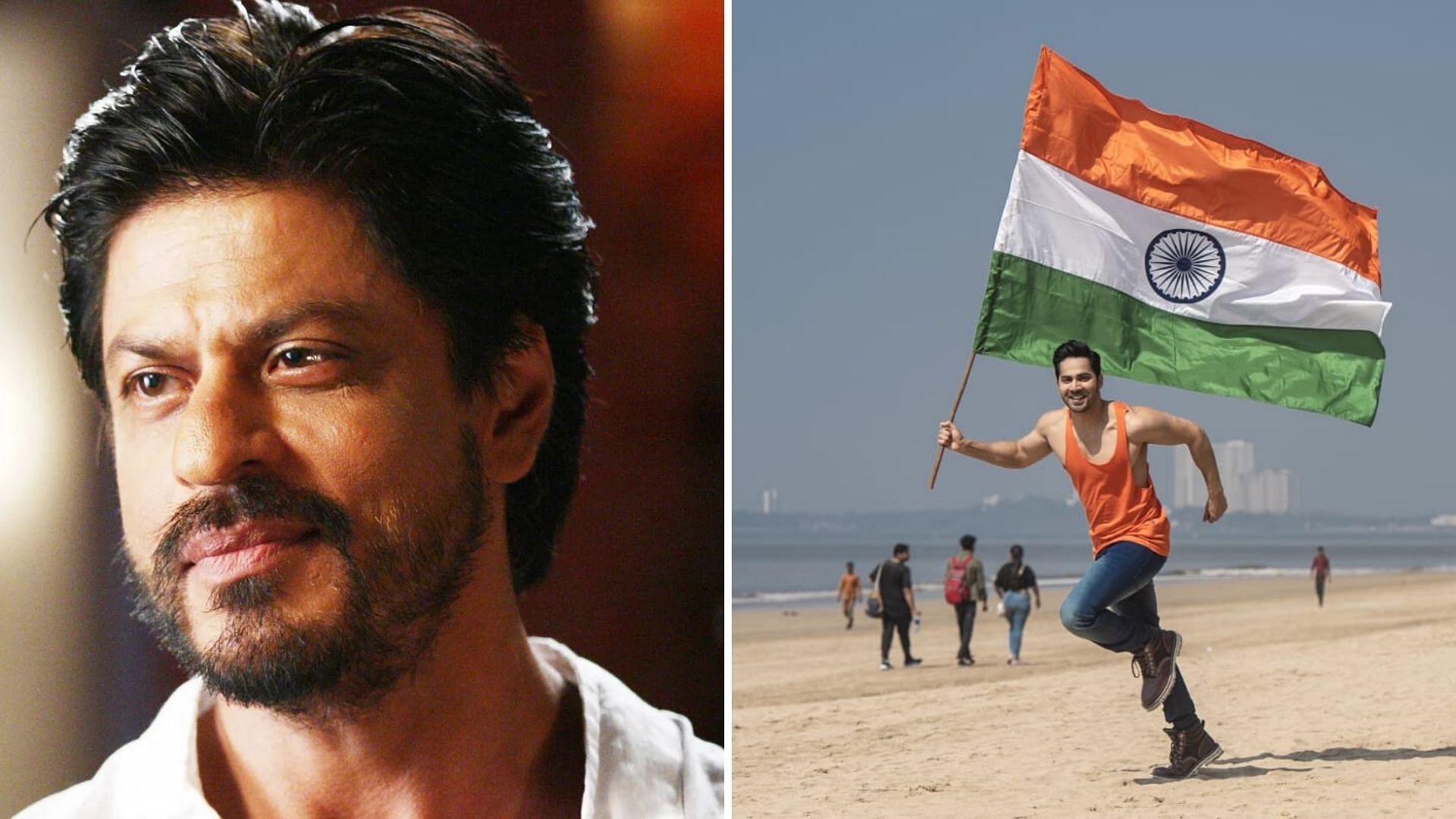 SRK on being Indian, Varun Dhawan poses with the Indian flag.