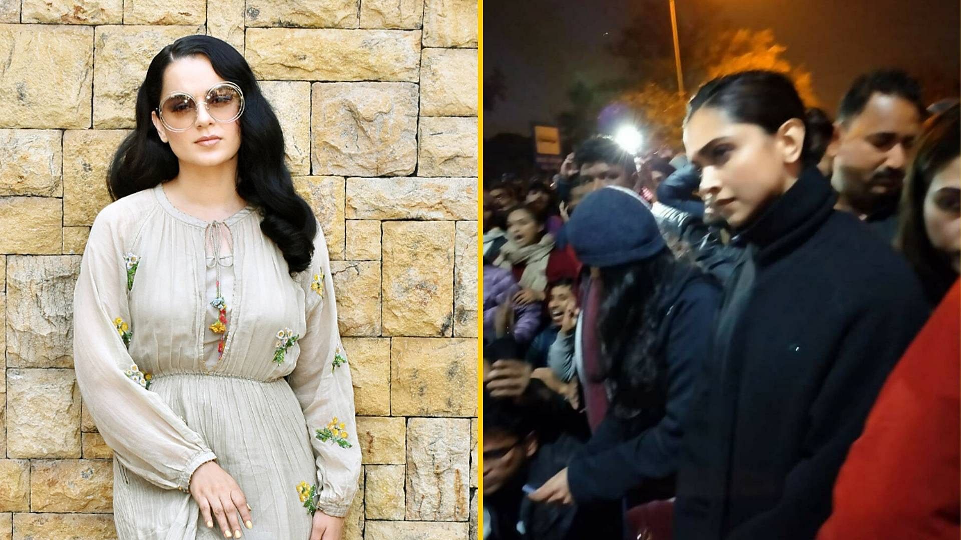 Kangana Ranaut has reacted to Deepika’s show of solidarity at JNU.