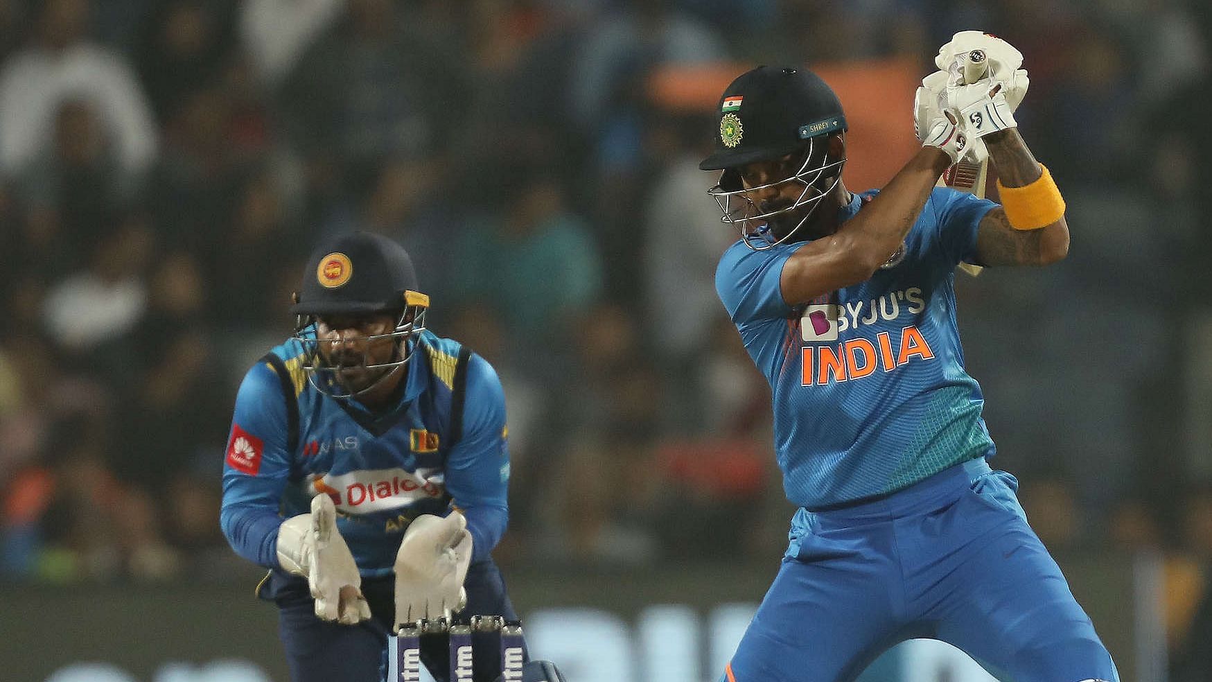 KL Rahul (right) was the highest run-getter in the three-match T20I series socring 99 runs in two innings.