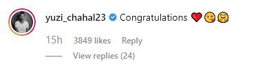 Cricket fraternity replied to Hardik’s post, congratulating the couple and sending them good wishes.