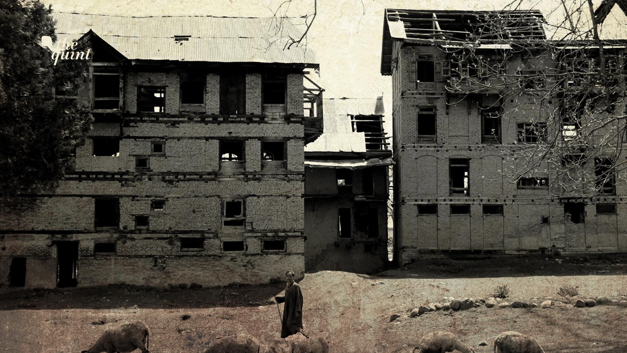  Archival image of an abandoned house of a Kashmiri Pandit used for representational purposes.