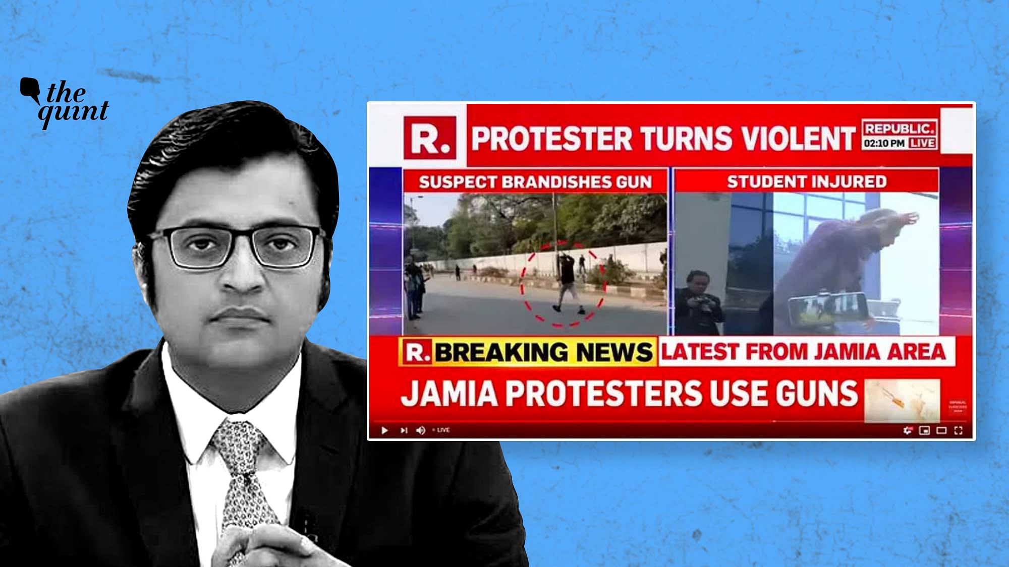 English news channel Republic TV was called out for misreporting and adding a false narrative to the Jamia Milia Islamia shooting incident on Thursday, 30 January.