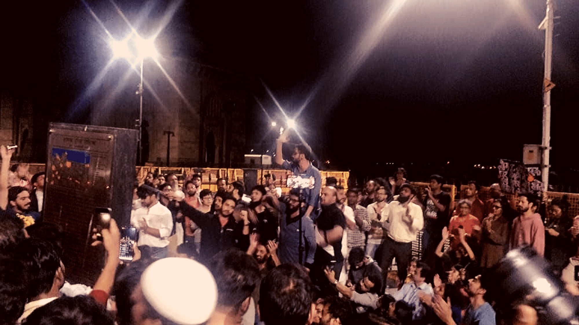 Hundreds of Mumbaikars gathered at Gateway of India for a massive midnight vigil in solidarity with JNU.