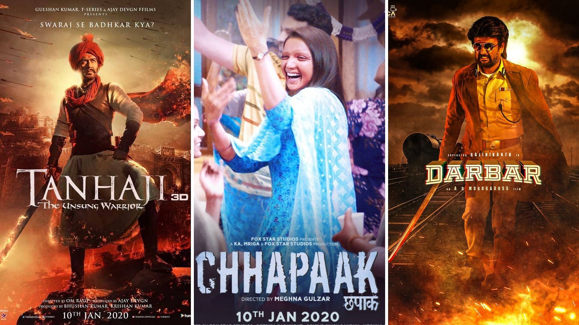 <i>Tanhaji</i>, <i>Chhapaak</i> and <i>Darbar</i> clash at the box office.