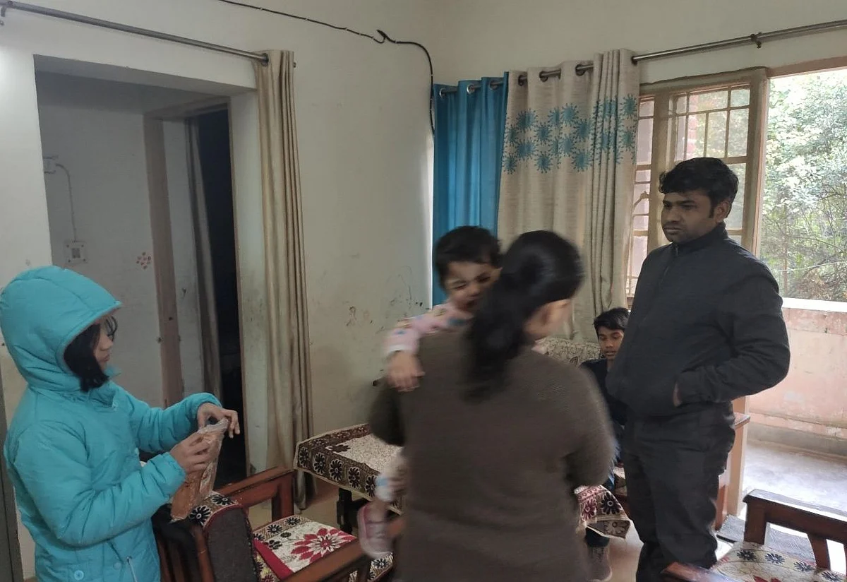 Professor Shiv Prakash with his family at their JNU faculty quarters residence.