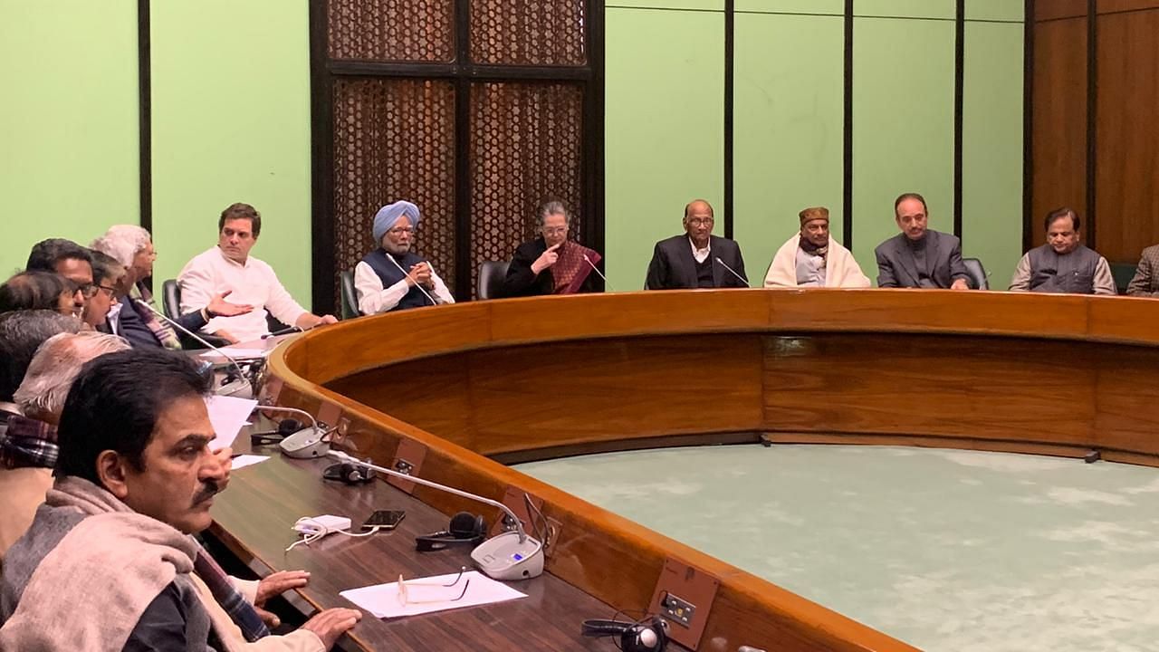 Interim Congress president Sonia Gandhi at a meeting of Opposition parties on Monday, convened by her to deliberate on the widespread protests against the amended Citizenship Act.