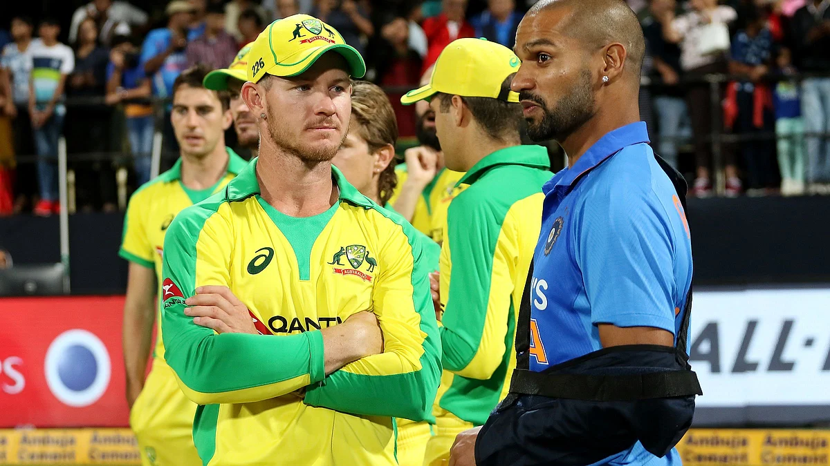 Shikhar Dhawan was seen with his left arm in sling during and after the match.