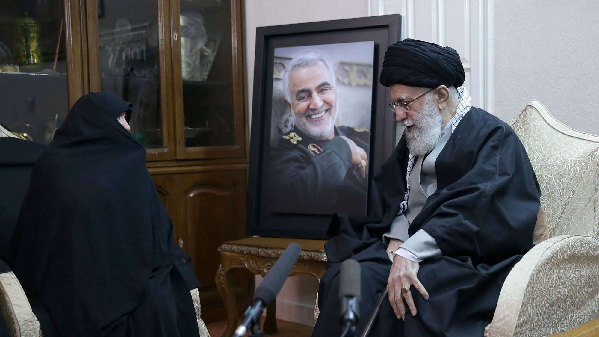 Iran Supreme Leader Ayatollah Ali Khamenei, right, meets family of Iranian Revolutionary Guard Gen. Qassem Soleimani, who was killed in the US airstrike in Iraq. Image used for representation.
