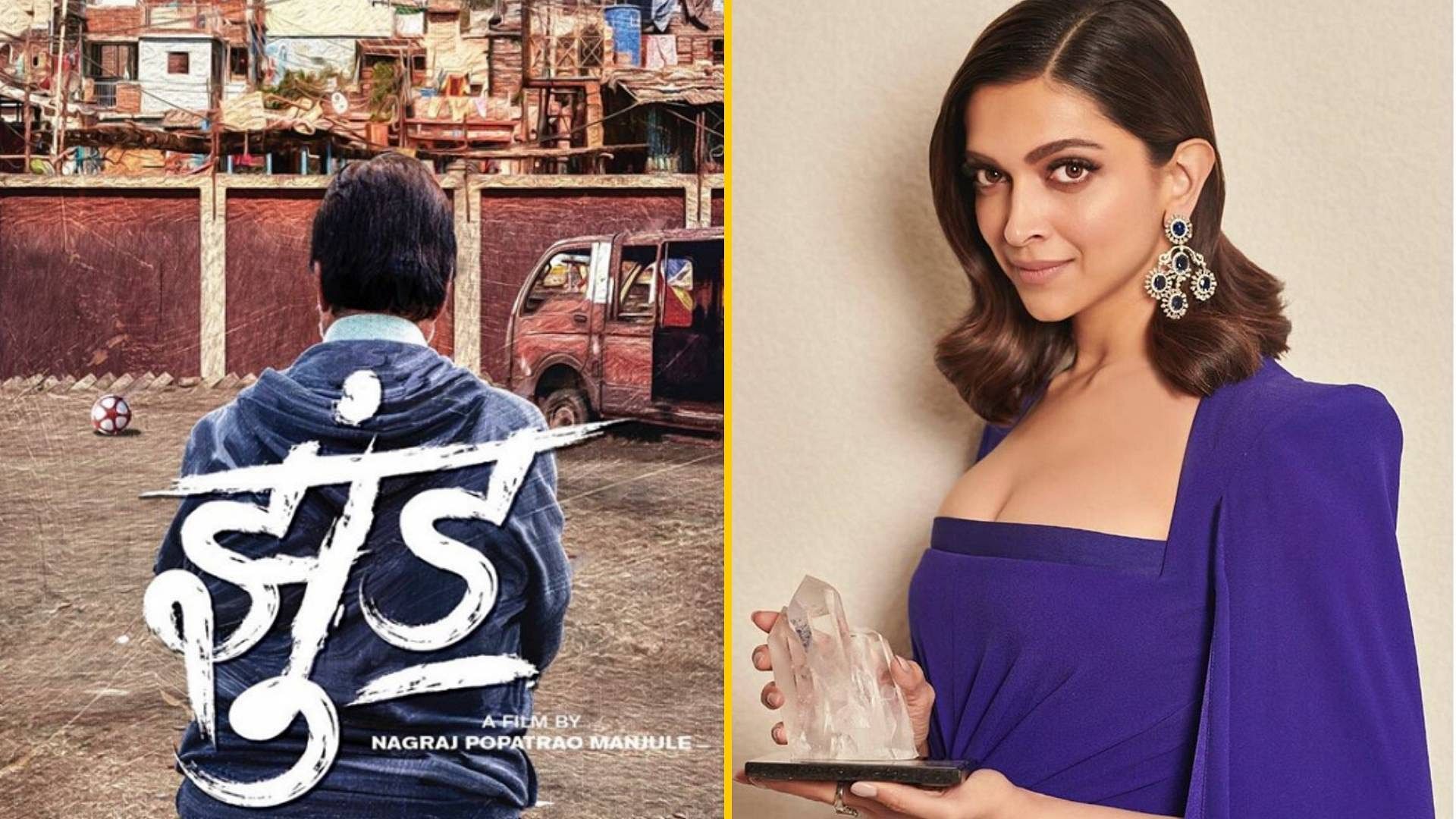 A poster for <i>Jhund</i>; Deepika Padukone was honoured with the Crystal Award at the WEF 2020.