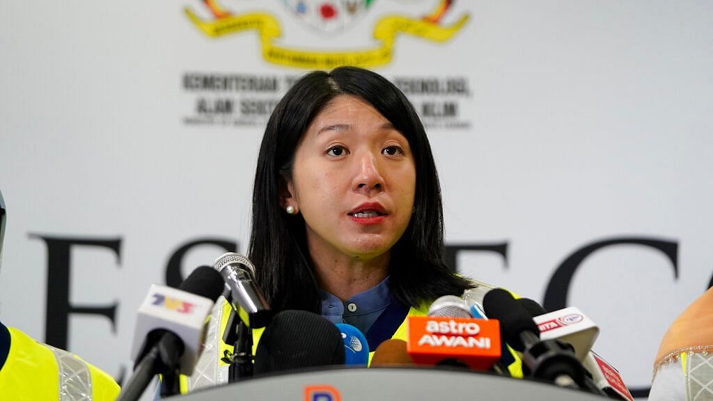 Malaysia’s Environment Minister Yeo Bee Yin speaks during a press conference after inspecting a container with plastic waste at a port in Butterworth, Malaysia, Monday, Jan. 20, 2020.