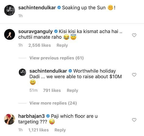 Tendulkar, Ganguly Engage in Light Banter on Instagram