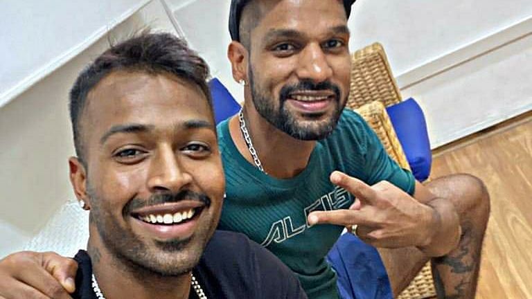 Hardik Pandya (left) and Shikhar Dhawan are both undergoing rehabilitation at the National Cricket Academy (NCA) in Bengaluru.