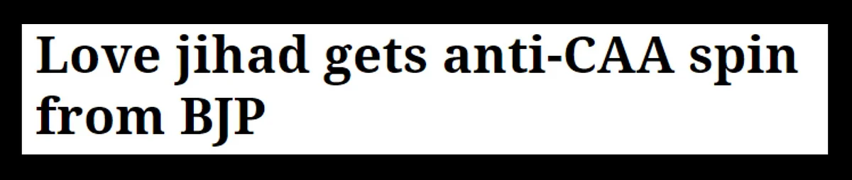 BJP in Parl: No Cases of Love Jihad. BJP Outside: Fight Love Jihad
