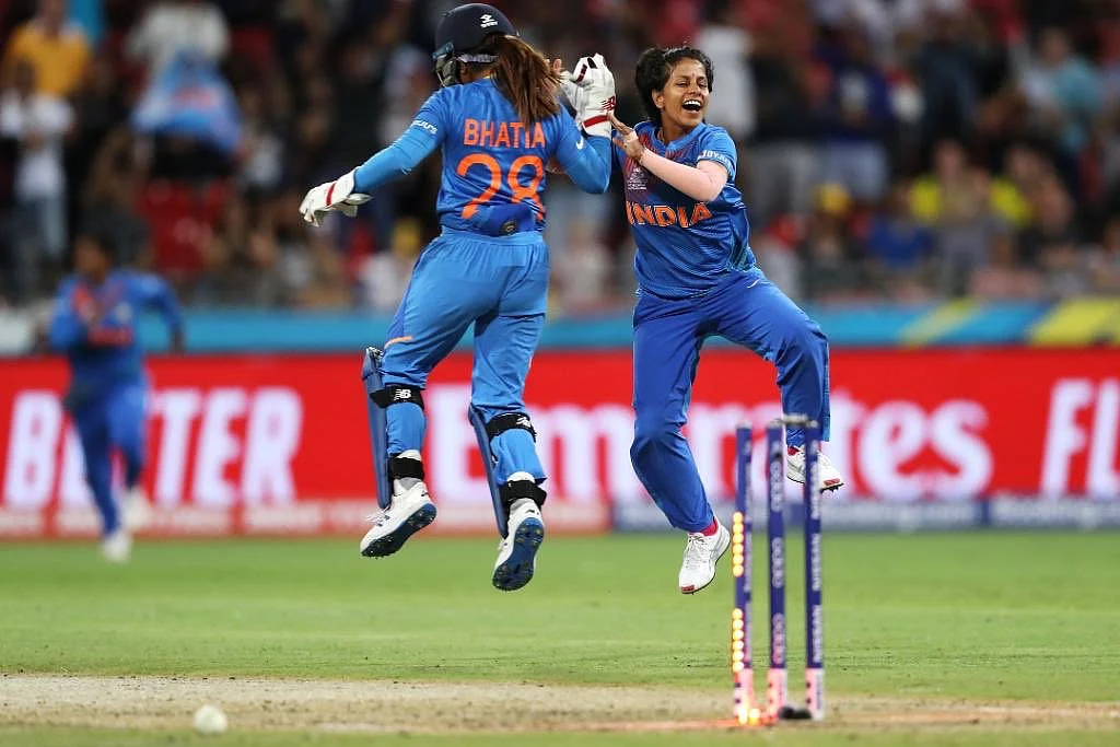 Poonam picked four wickets for 19 runs in her four overs.