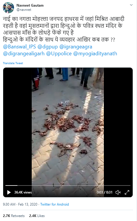 Muslims Threw Meat Near Hindu Temple? No, They’re Rooster Feathers