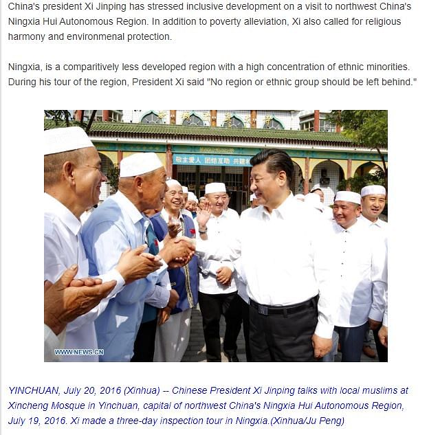 In the video, Xi Jinping can be seen in a mosque, interacting with some men and shaking their hands. 