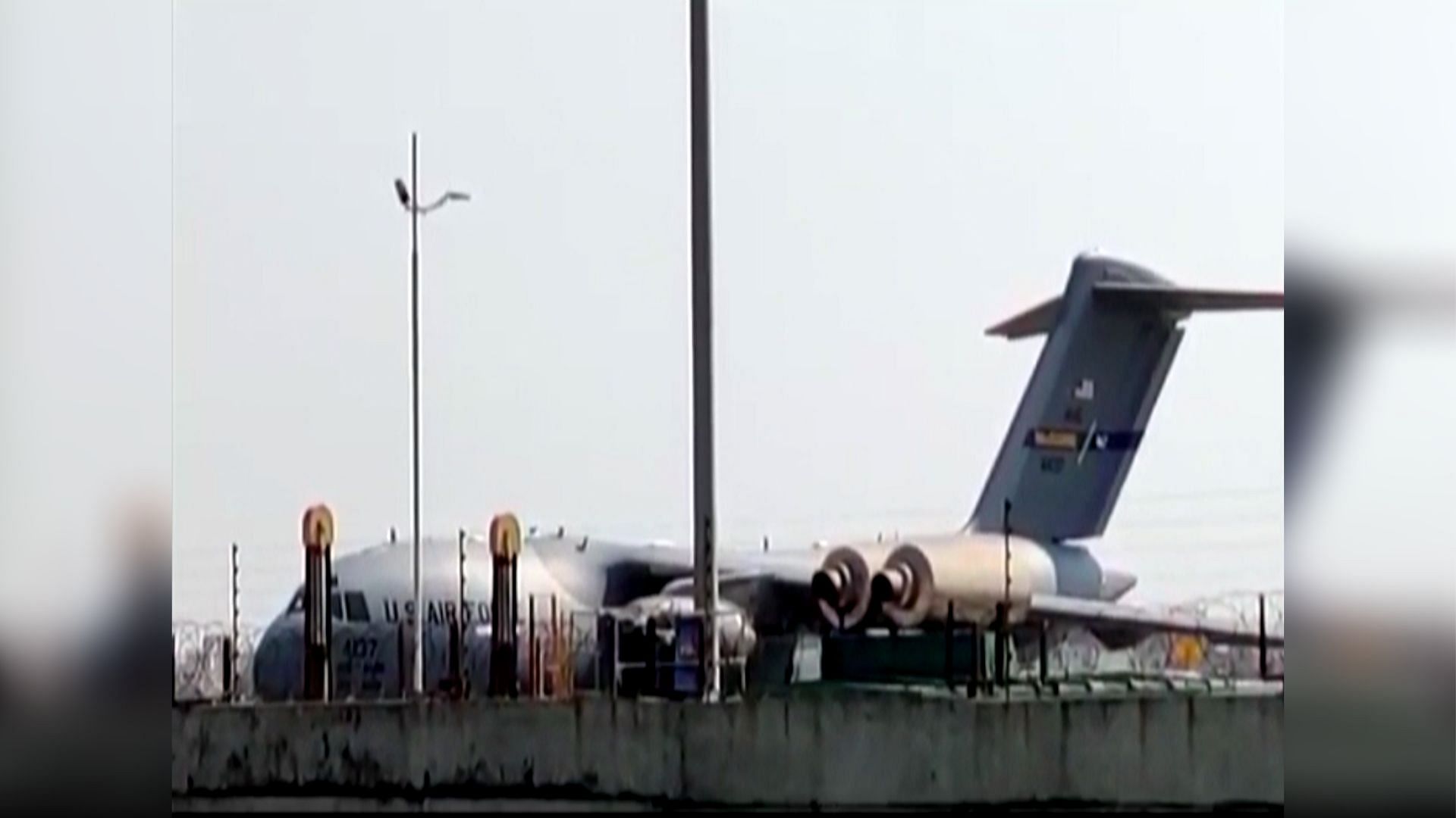The USAF plane at the Ahmedabad International Airport.