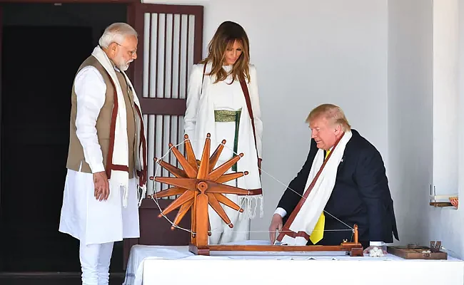 Melania Trump at Sabarmati Ashram in Ahmedabad. 