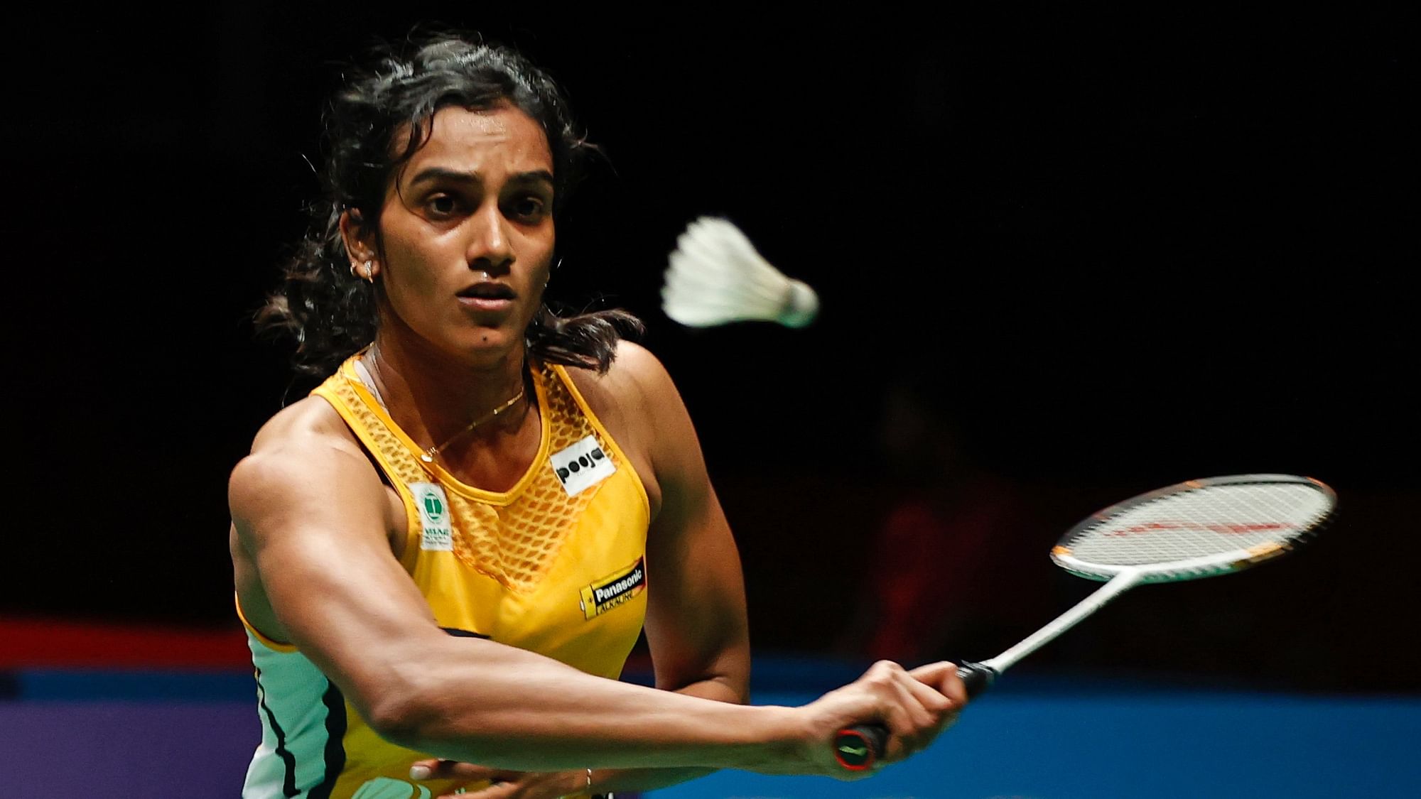 PV Sindhu in action during a singles match.&nbsp;