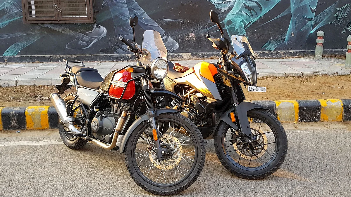 The KTM 390 Adventure has a taller seat height than the Royal Enfield Himalayan. 
