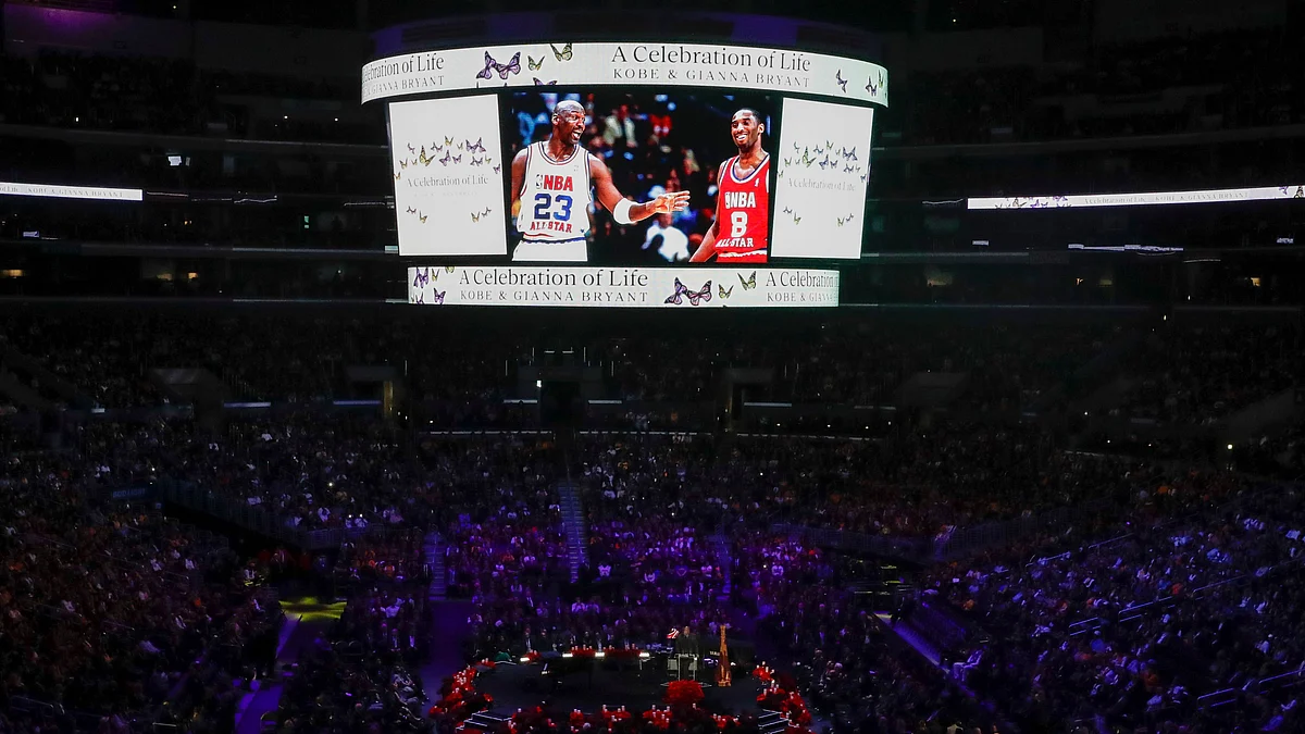 The service took place at the Staples Center where Bryant played for the Los Angeles Lakers for 17 seasons of his two-decade NBA career.