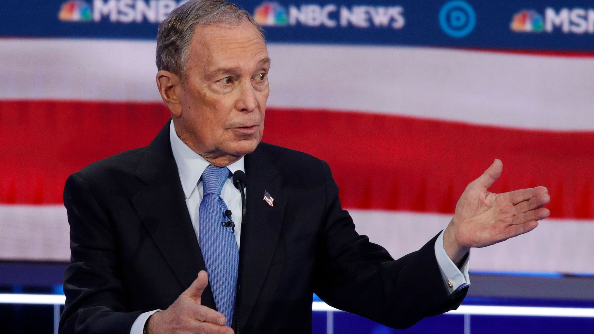 Democratic presidential candidates, former New York City Mayor Michael Bloomberg speaks during a Democratic presidential primary debate on Wednesday,19 February.