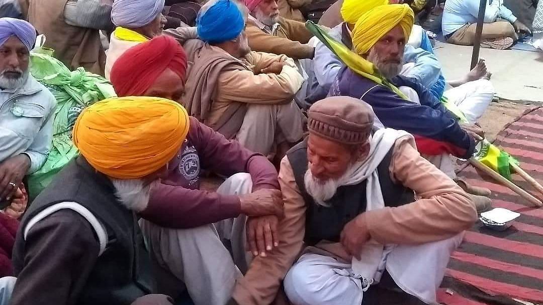 Sikh farmers at the Shaheen Bagh protest site