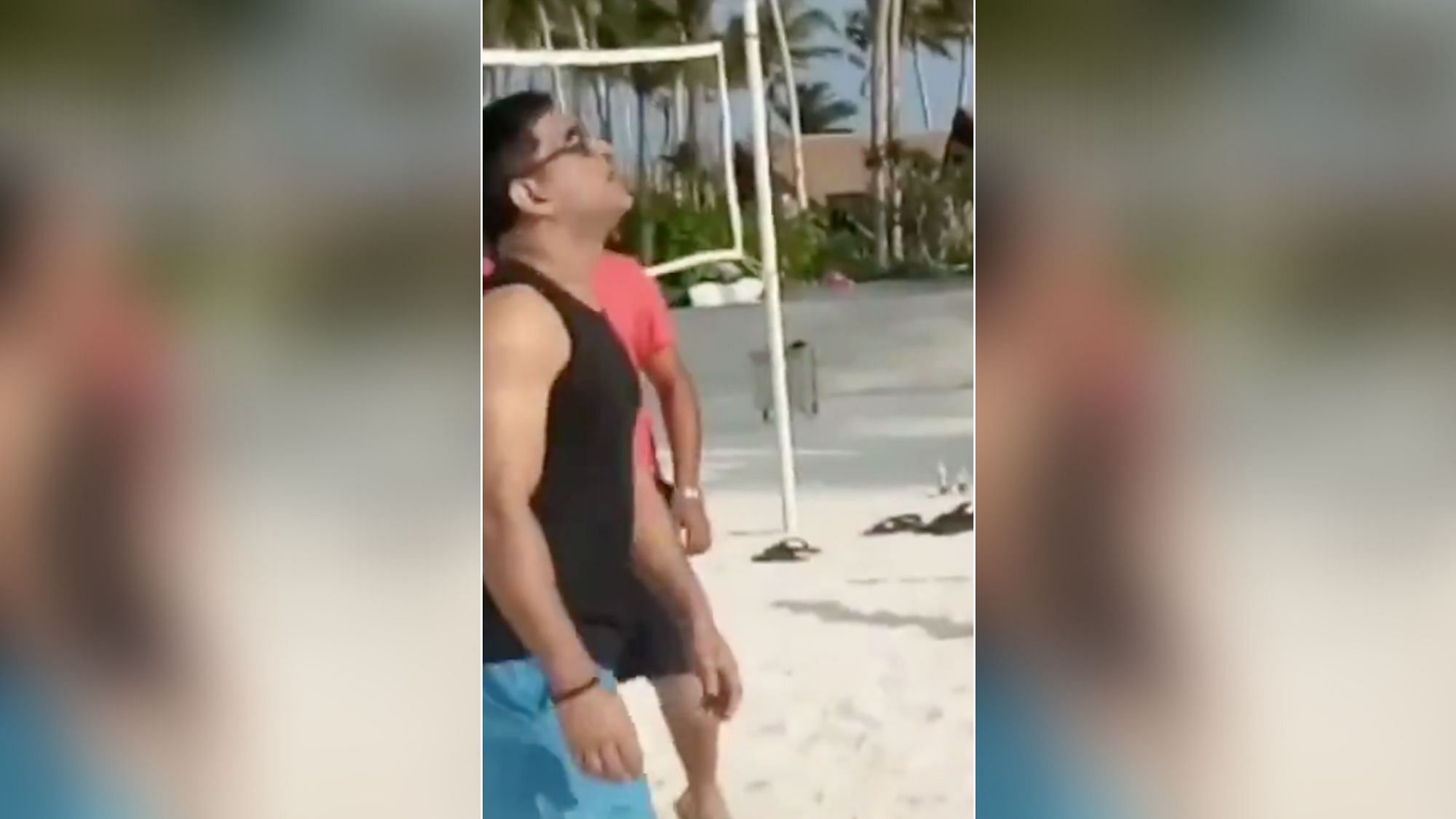 Mahendra Singh Dhoni was spotted playing playing volleyball with his group of friends in the Maldives as Team India get ready to take on New Zealand in the ODI series after sweeping the T20I series 5-0.
