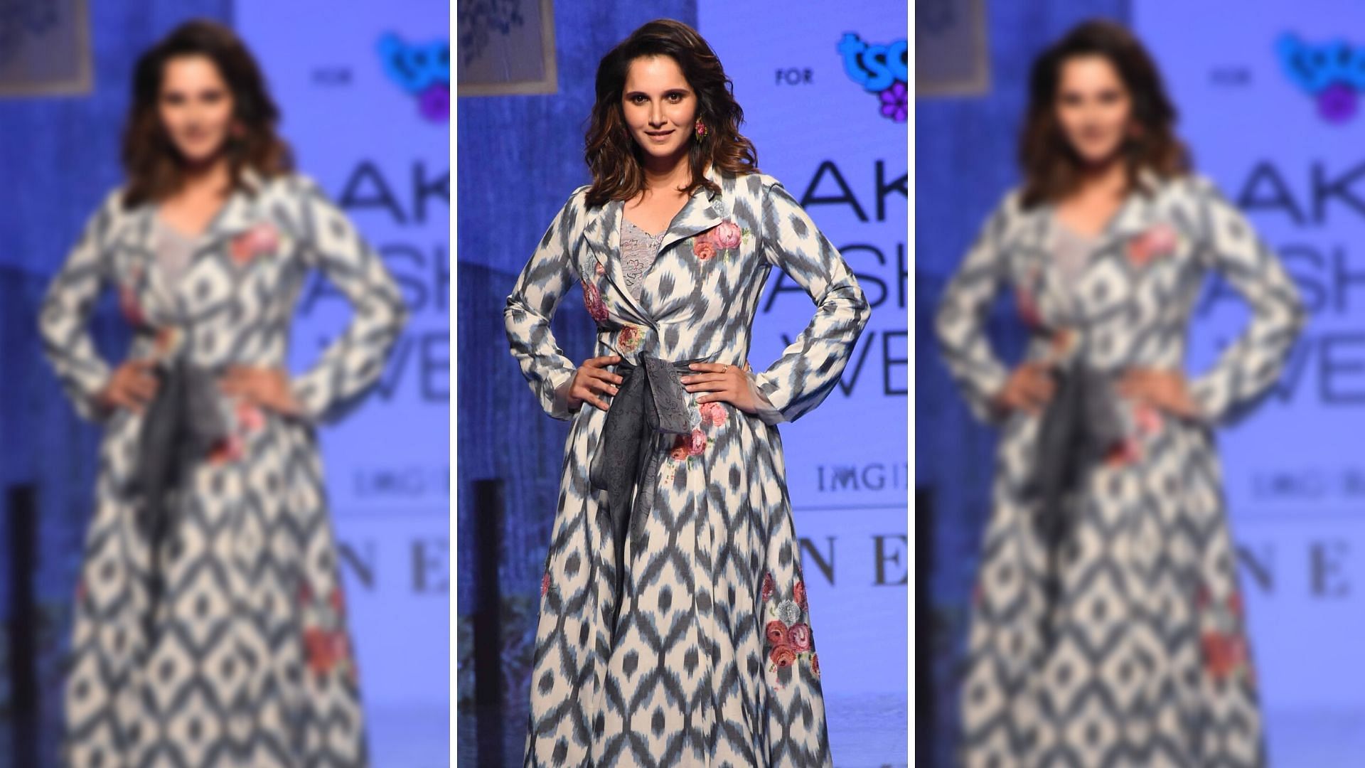 Sania Mirza walks the ramp on the second day of Lakme Fashion Week 2020.