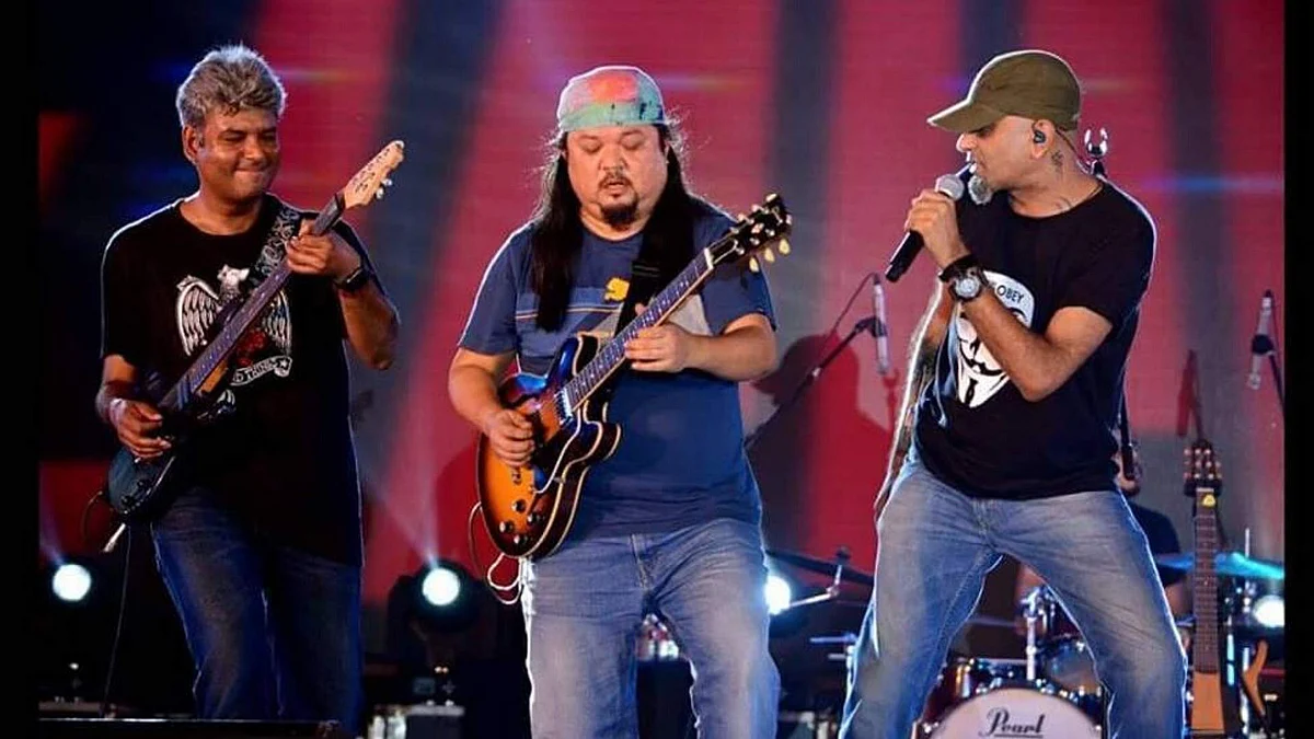 Guitarist Sonam Sherpa (centre) with members of Parikrama.