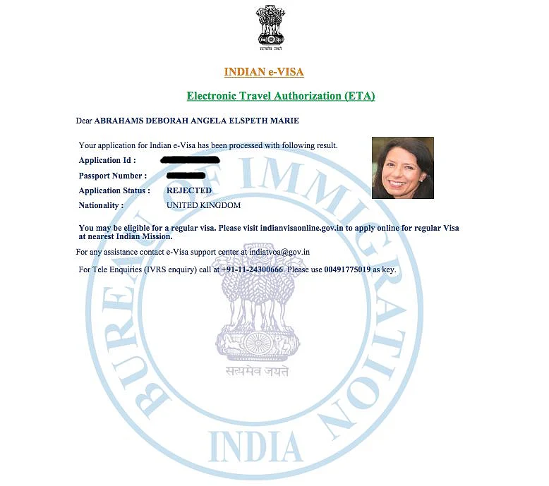 Copy of rejection of visa.
