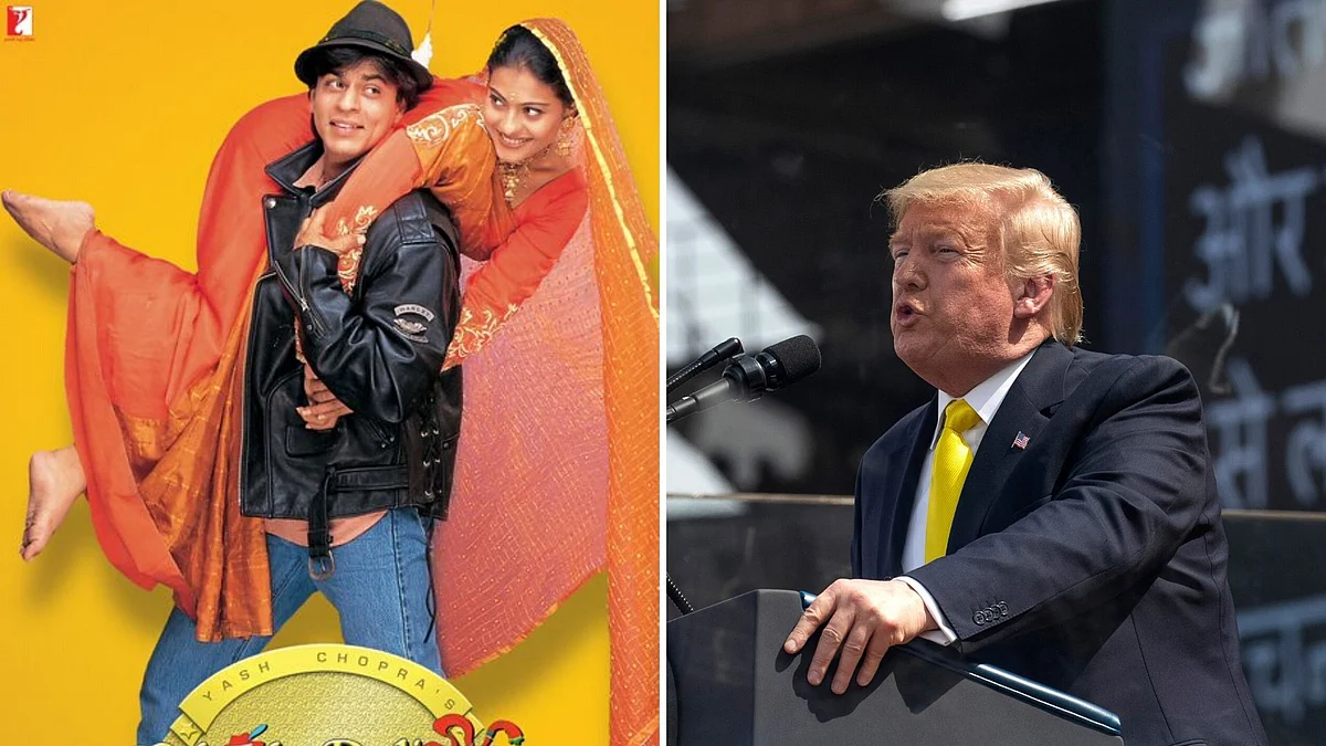 Donald Trump speaks at the ‘Namaste Trump’ event in Gujarat.
