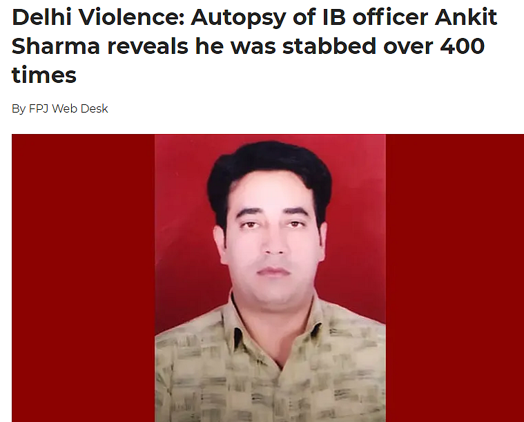 Ankit Sharma Stabbed 12 Times, Not 400 – Post-Mortem Debunks Claim