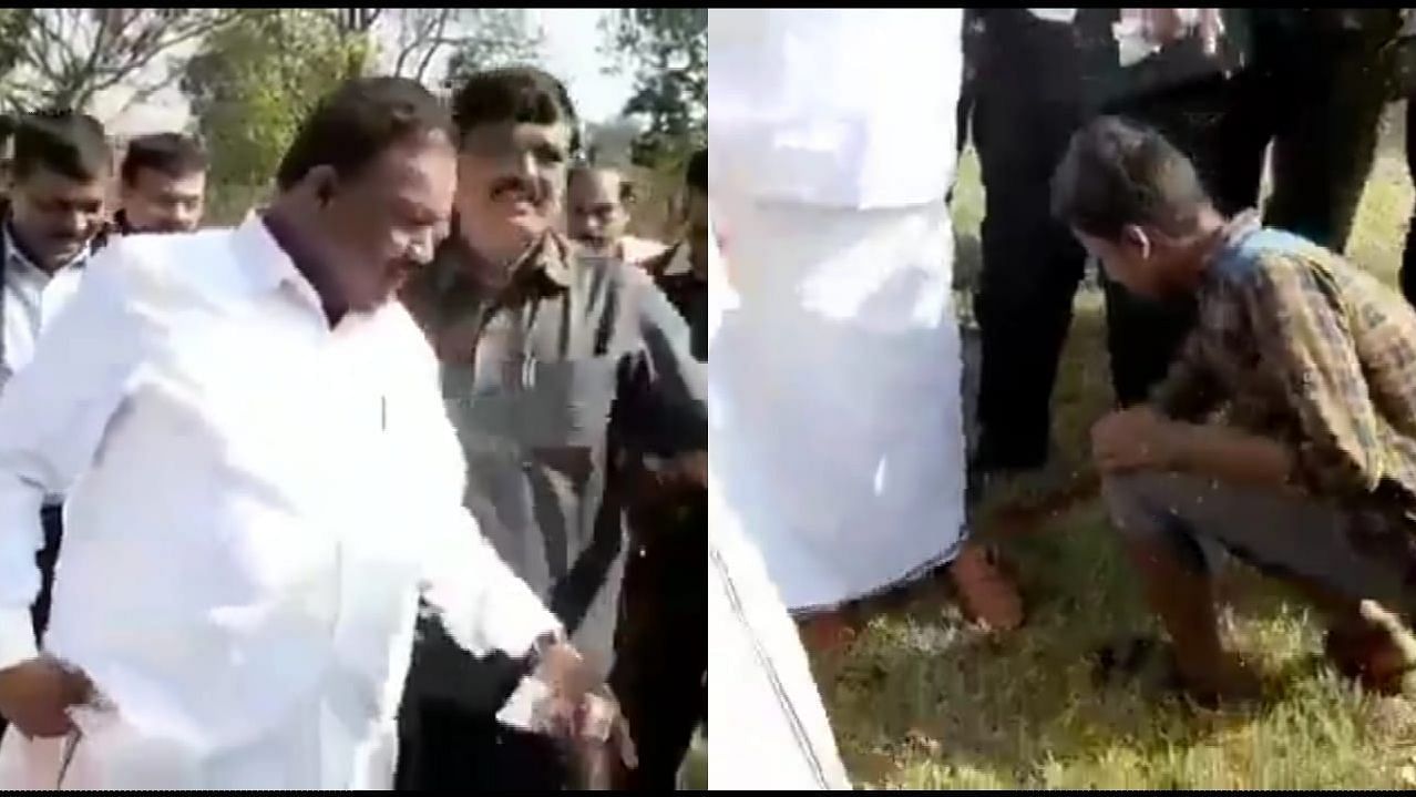 AIADMK minister Dindigul C Sreenivasan made two tribal boys remove his slippers, at the rejuvenation camp for captive elephants in Mudumalai Tiger Reserve, so that he could enter a shrine.