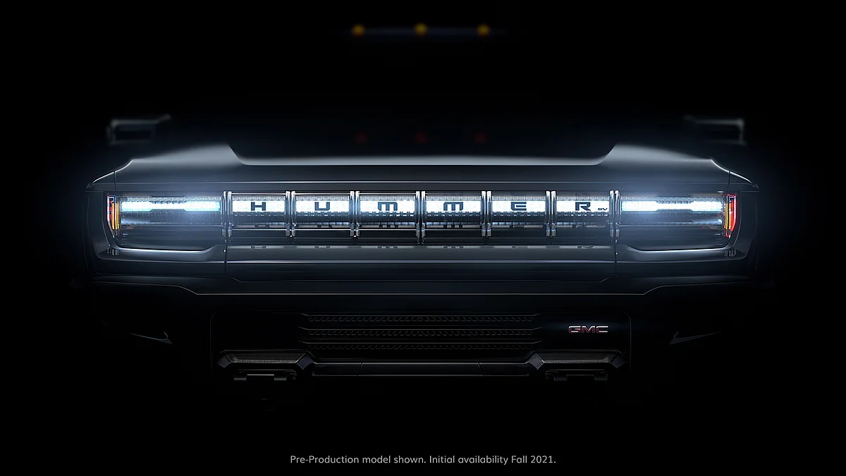 The front grille of the new Hummer EV.