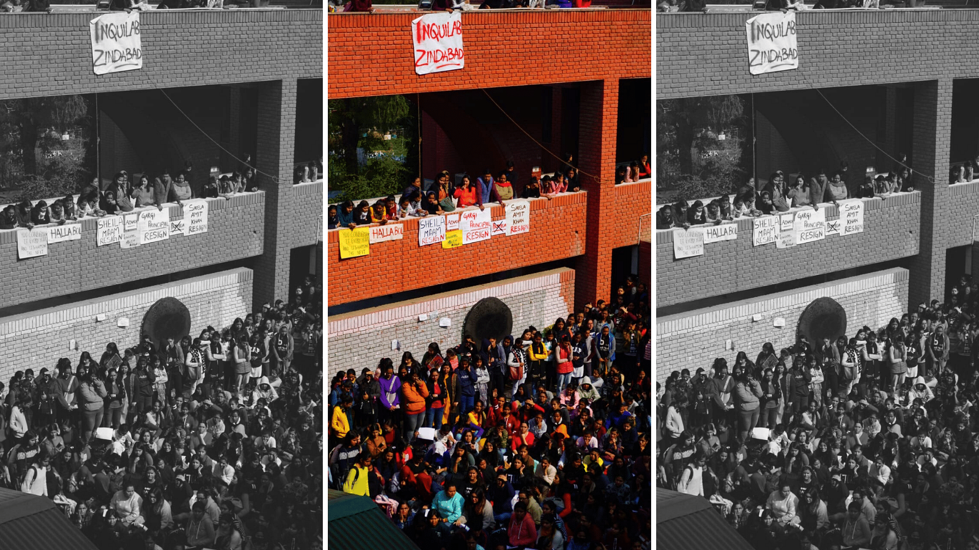 The students had alleged that a group of men had gatecrashed the annual fest and molested them. Students hold protest demanding answers from the Gargi administration.