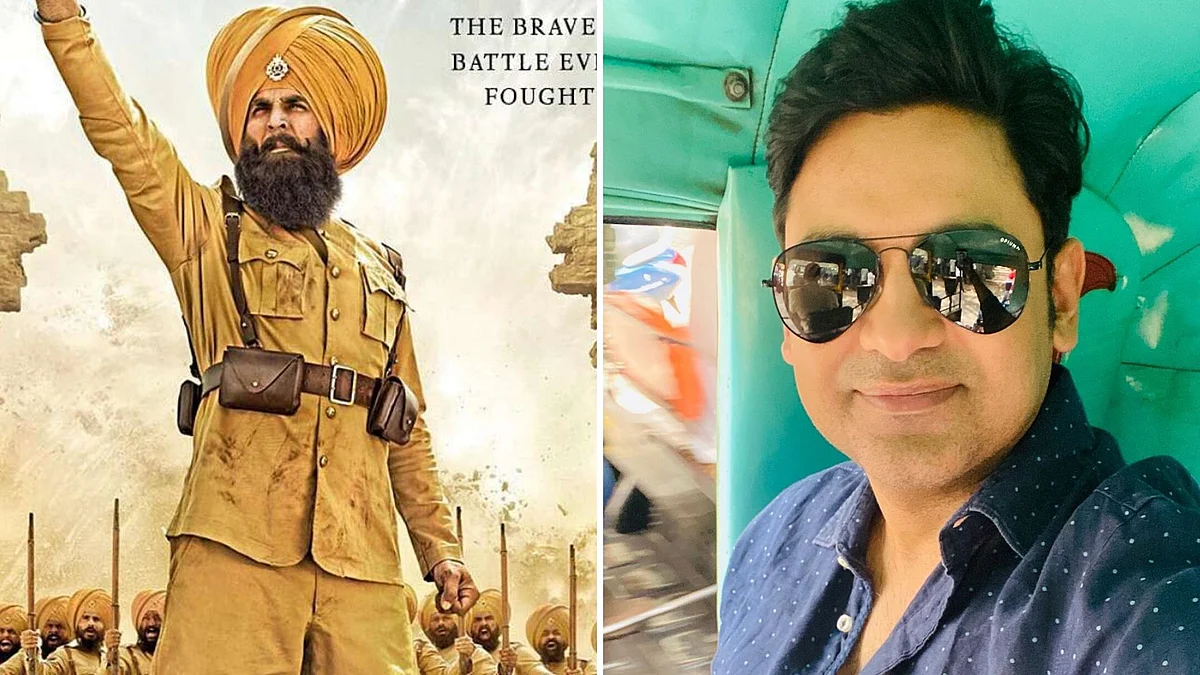 <i>Kesari </i>poster (L) and lyricist Manoj Muntashir