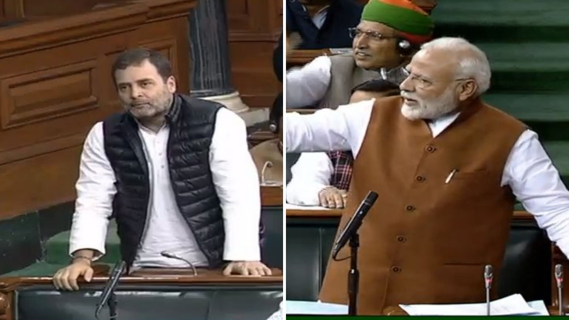 PM Modi (right) and Rahul Gandhi (left).