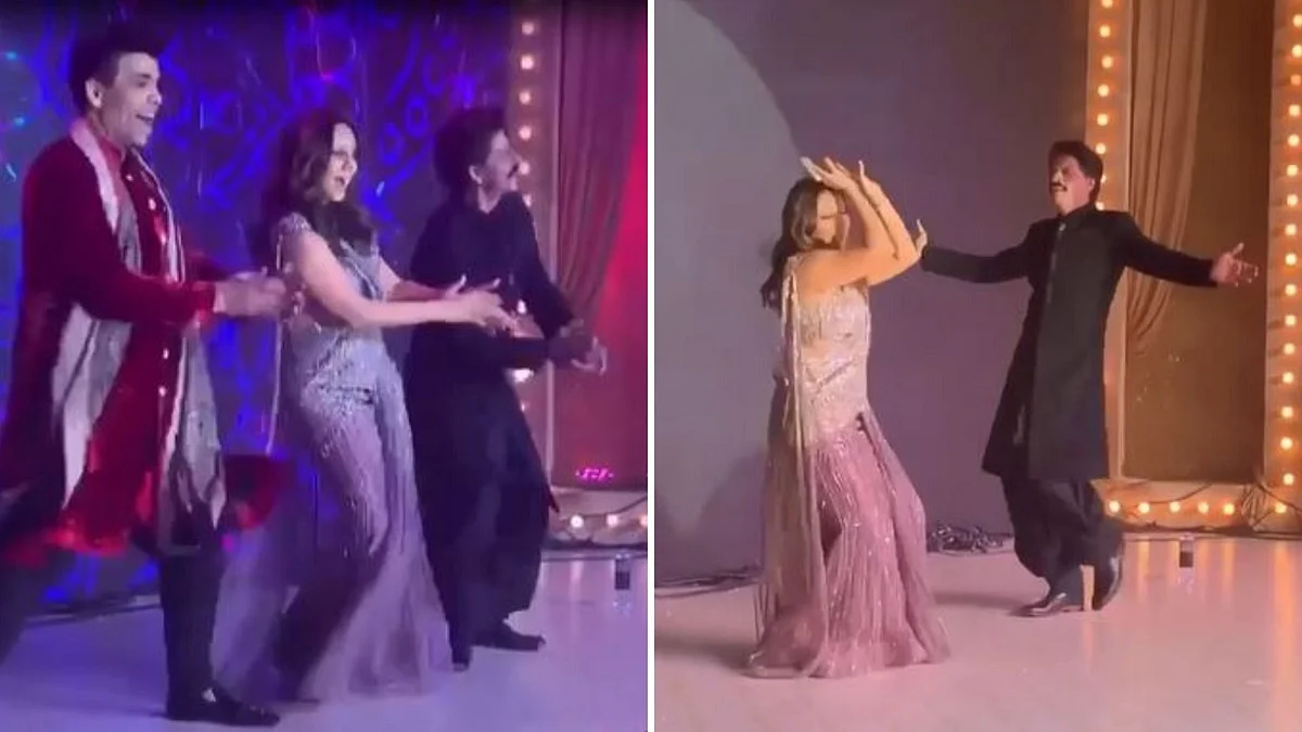 Shah Rukh Khan, Gauri Khan, Karan Johar perform to ‘Kajra Re’. 
