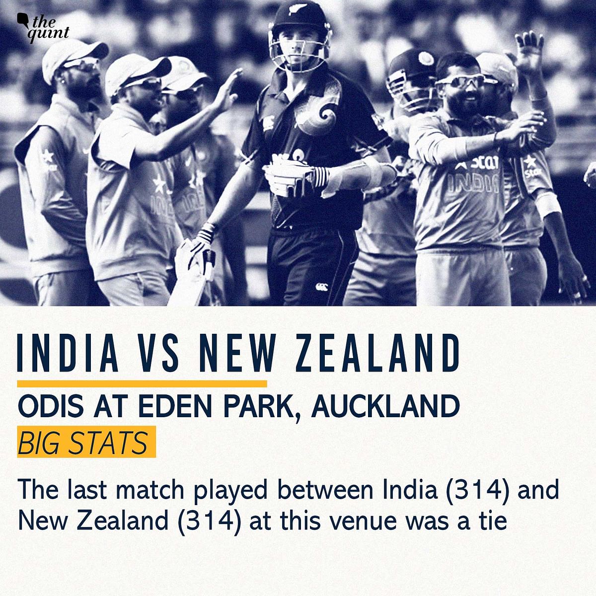 India and New Zealand have played eight matches against each other at the Eden Park stadium in Auckland.