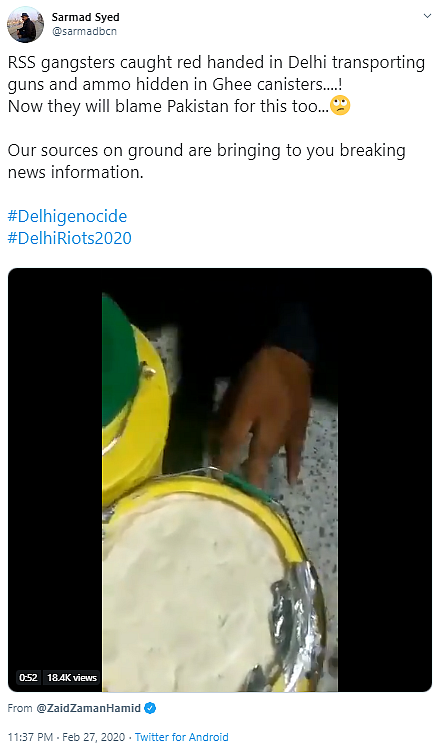 Old Video of Guns in Cans Shared as RSS Distributing Arms in Delhi