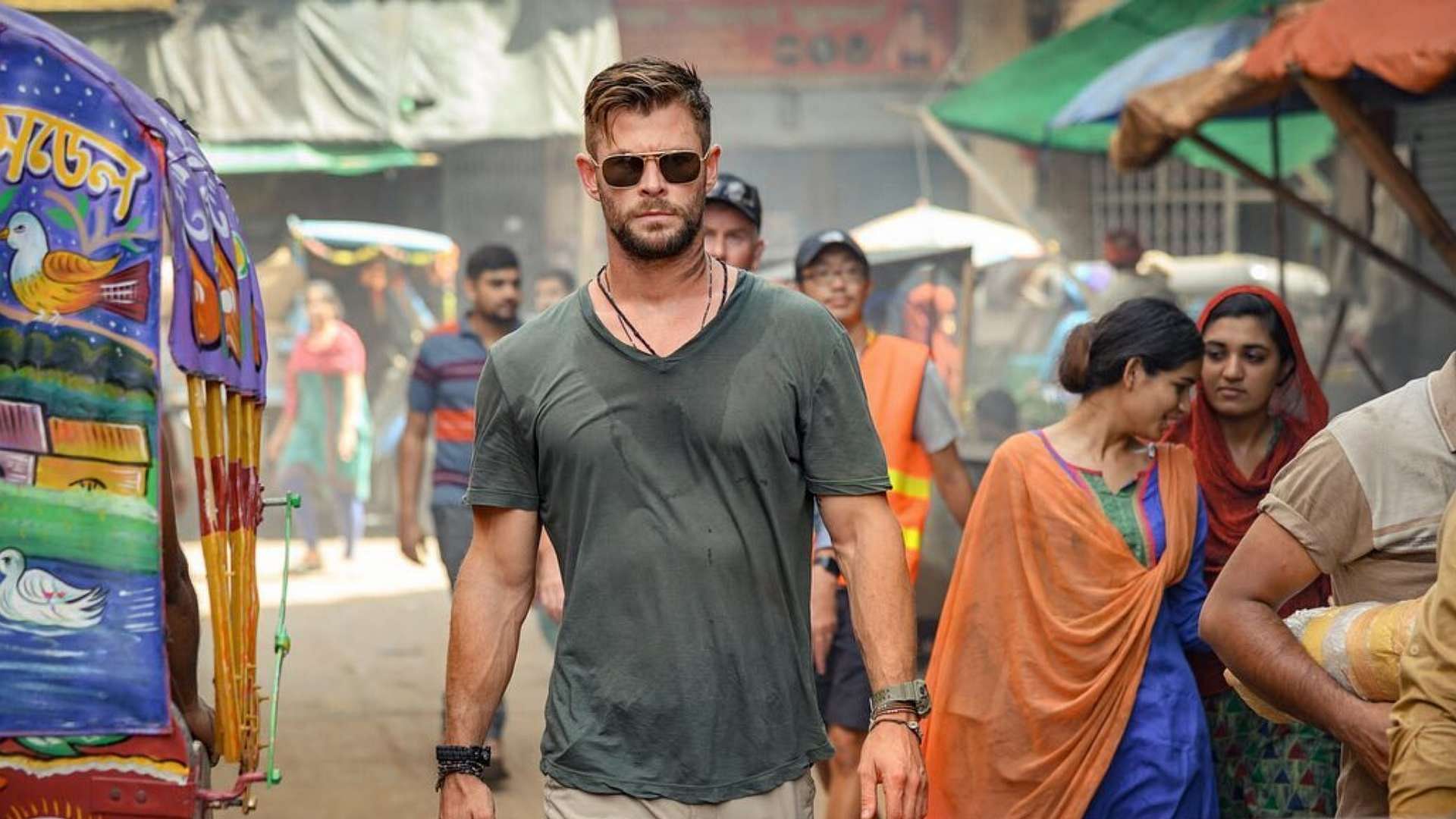 Chris Hemsworth in a still from Netflix film <i>Extraction.</i>